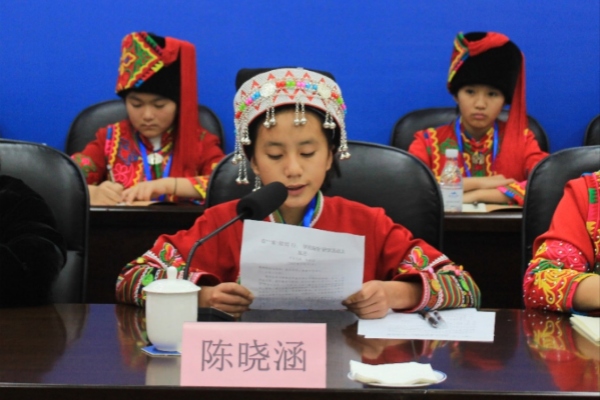 绿春一中七年级学生陈晓涵发言。免费性爱直播
供图